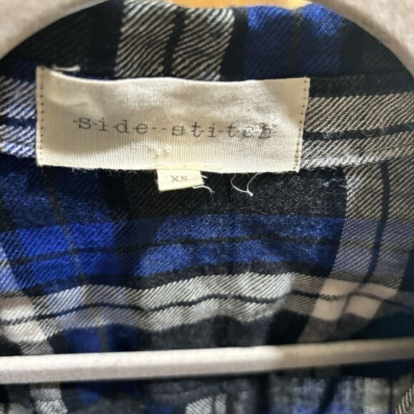 Side Stitch Shirt Womens XS Multicolor Plaid Button Up Blouse Top - Picture 7 of 9